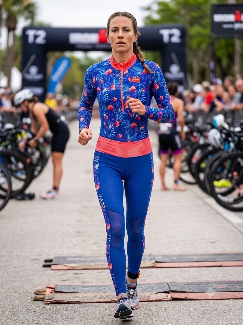 NWT Tri Sirena Cycling and Triathlon Tropical Print Top and Bottom Large